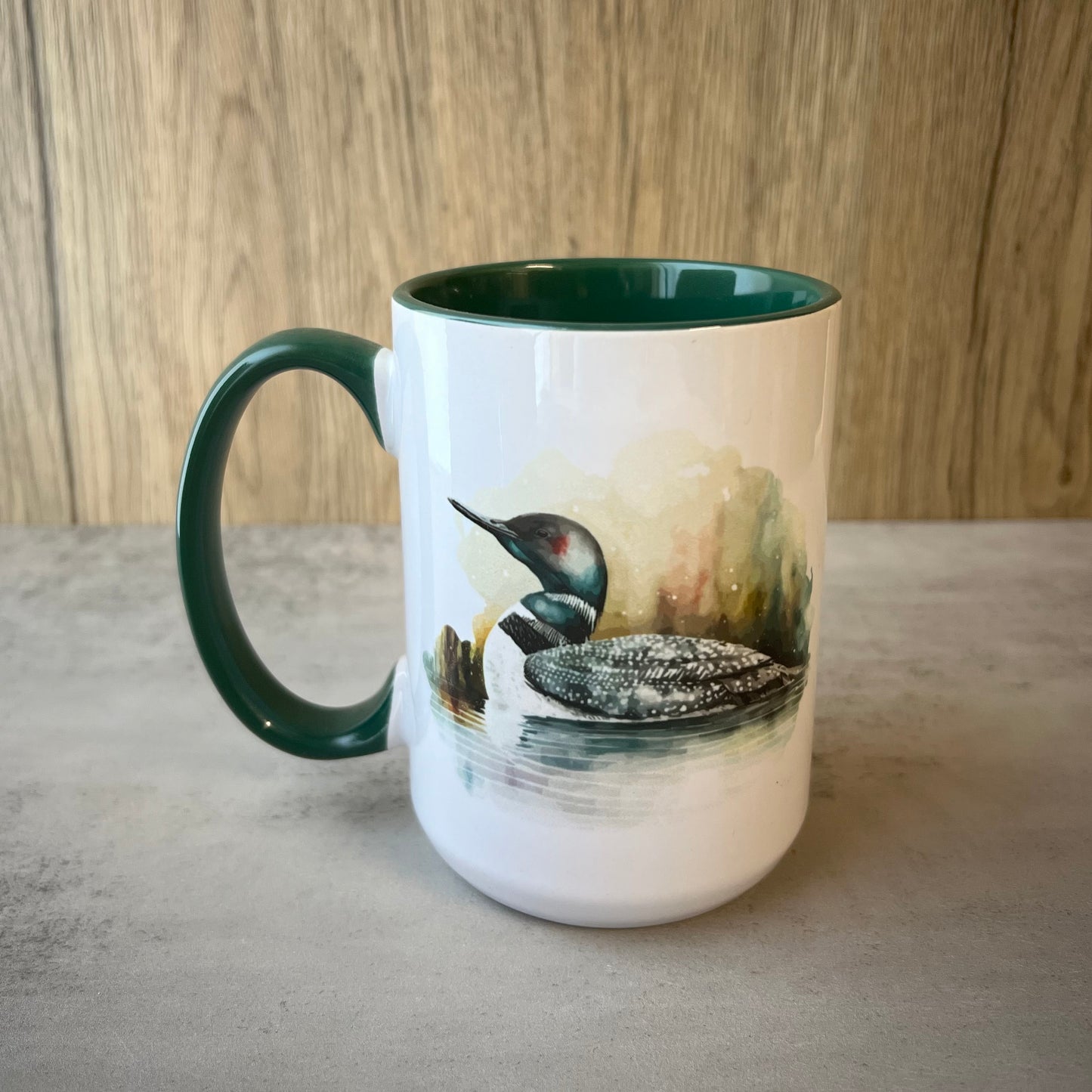 watercolor loon mug